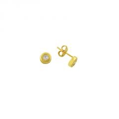 Beelo Gold 14K  Zirkon Tasarım Altın Küpe