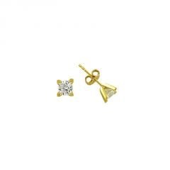 Beelo Gold 14K  Zirkon Tasarım Altın Küpe