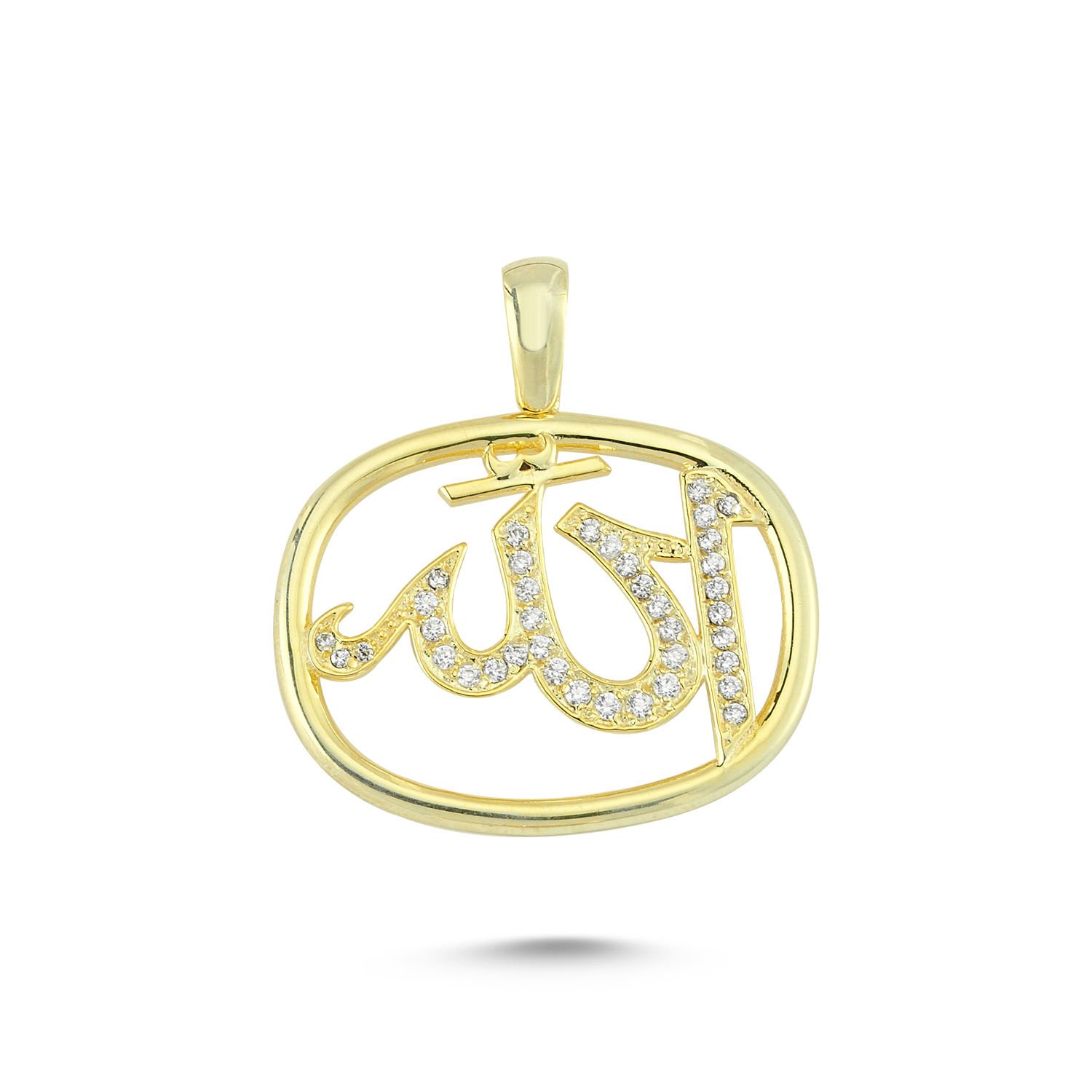 Beelo Gold 14K Altın Allah Yazılı Taşlı Kolye Ucu