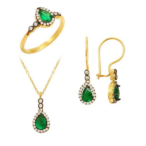 Beelo Gold 14K Altın Zirkon Hürrem Tasarım Set
