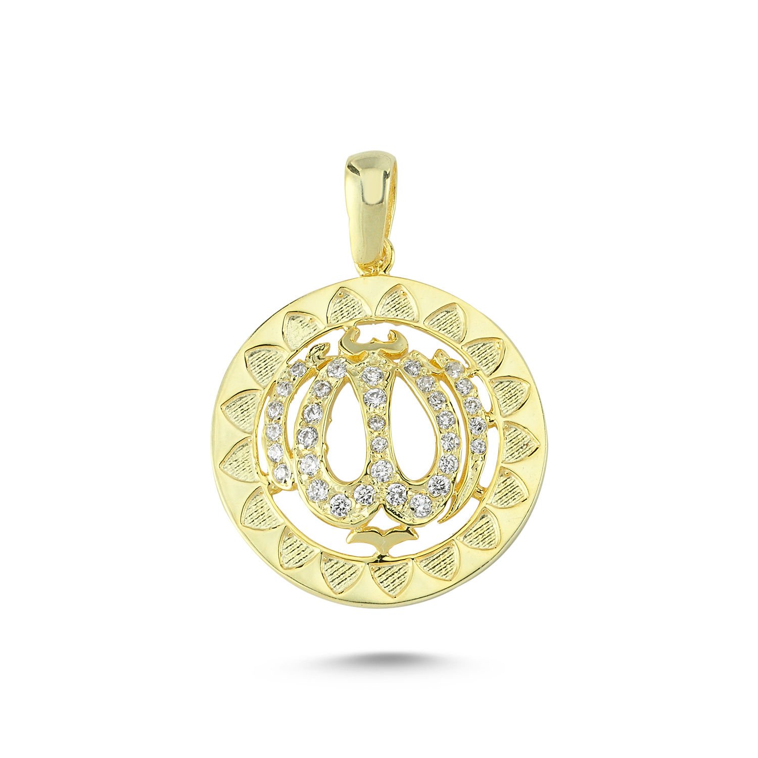 Beelo Gold 14K Altın Allah Yazılı Taşlı Kolye Ucu