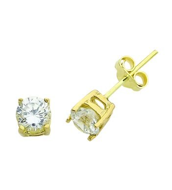 Beelo Gold 14K Altın Tek Taş Küpe