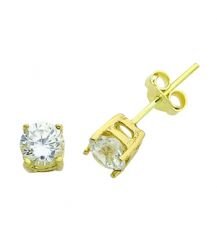 Beelo Gold 14K Altın Tek Taş Küpe