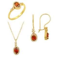 Beelo Gold 14K Altın Zirkon  Tasarım Set