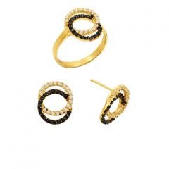 Beelo Gold 14K Altın Zirkon  Tasarım Set