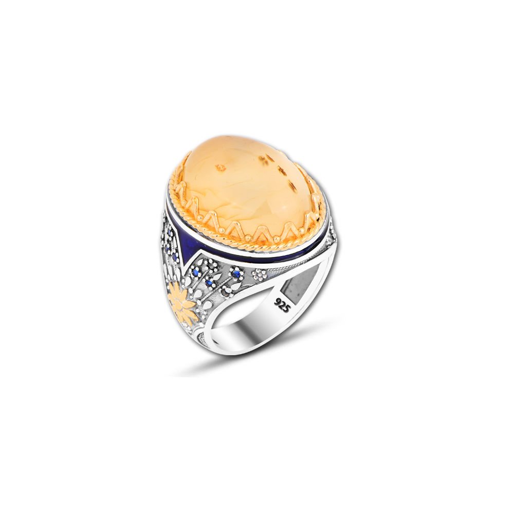 Beelo Silver 925K Gümüş Yemen Akik Yüzük