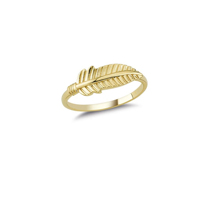 Beelo Gold 14K Altın Tasarım Yaprak Yüzük