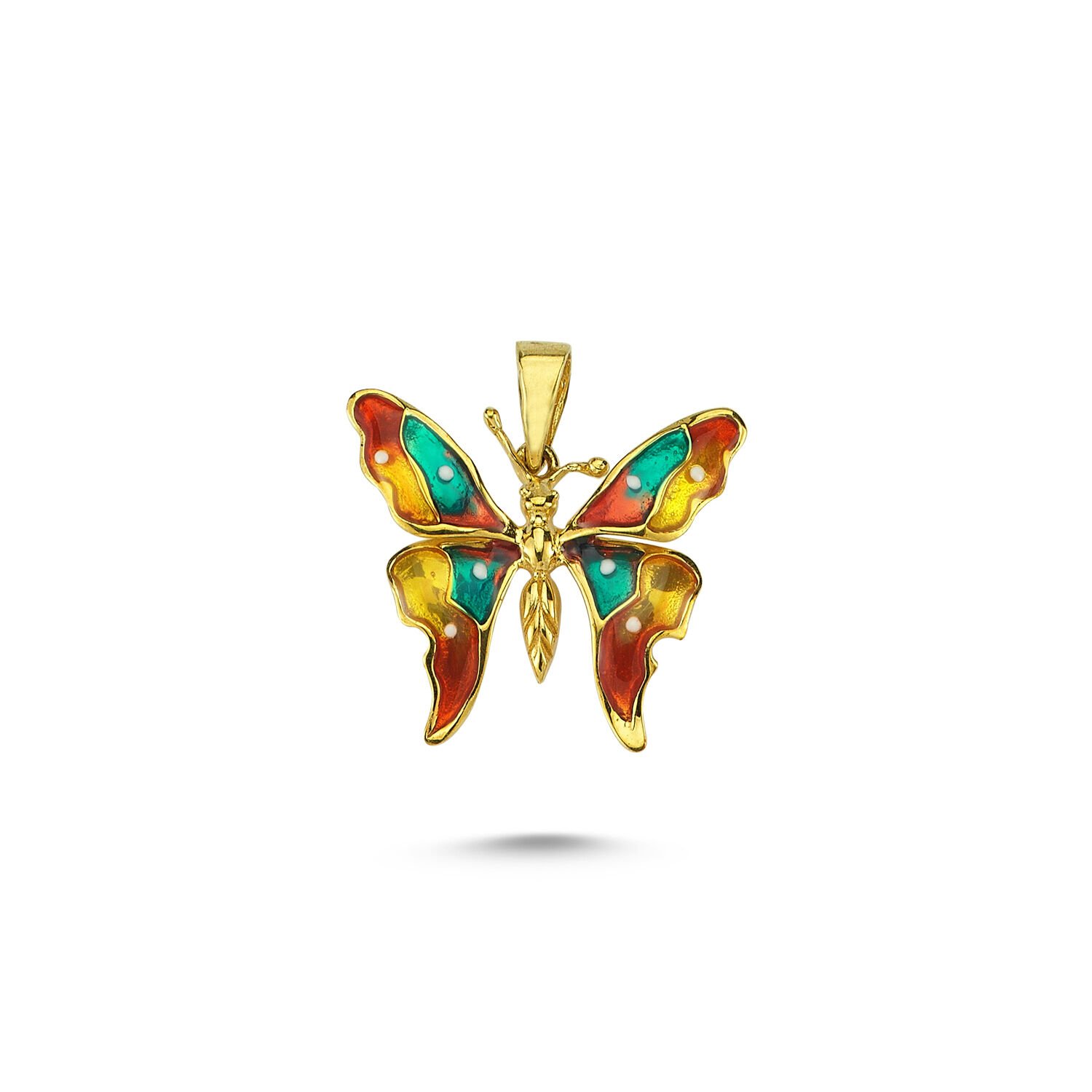 Beelo Gold 14K Altın Kelebek Mineli Kolye Ucu