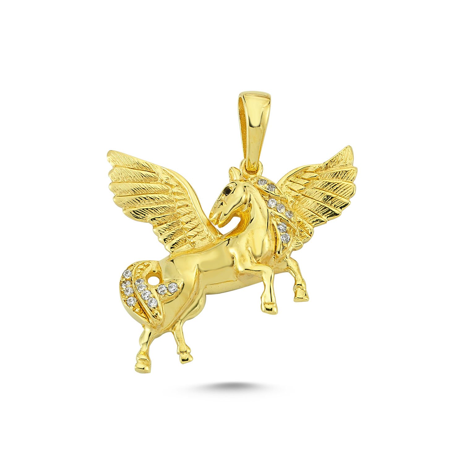 Beelo Gold 14K Altın Taşlı Şanslı Hayvan At Kolye Ucu