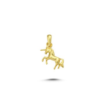 Beelo Gold 14K Altın Uçan Unicorn Kolye Ucu