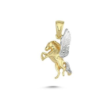 Beelo Gold 14K Altın İki Renkli Pegasus Kolye Ucu