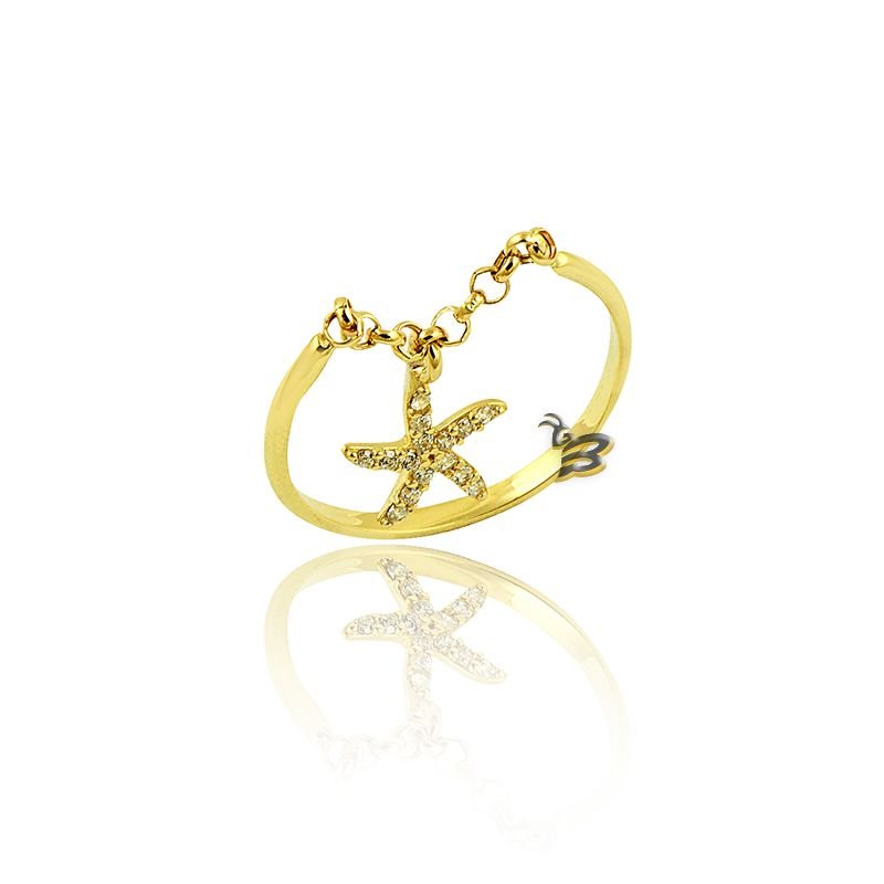 Beelo Gold 14K Altın Deniz Yıldızı Tasarım Yüzük