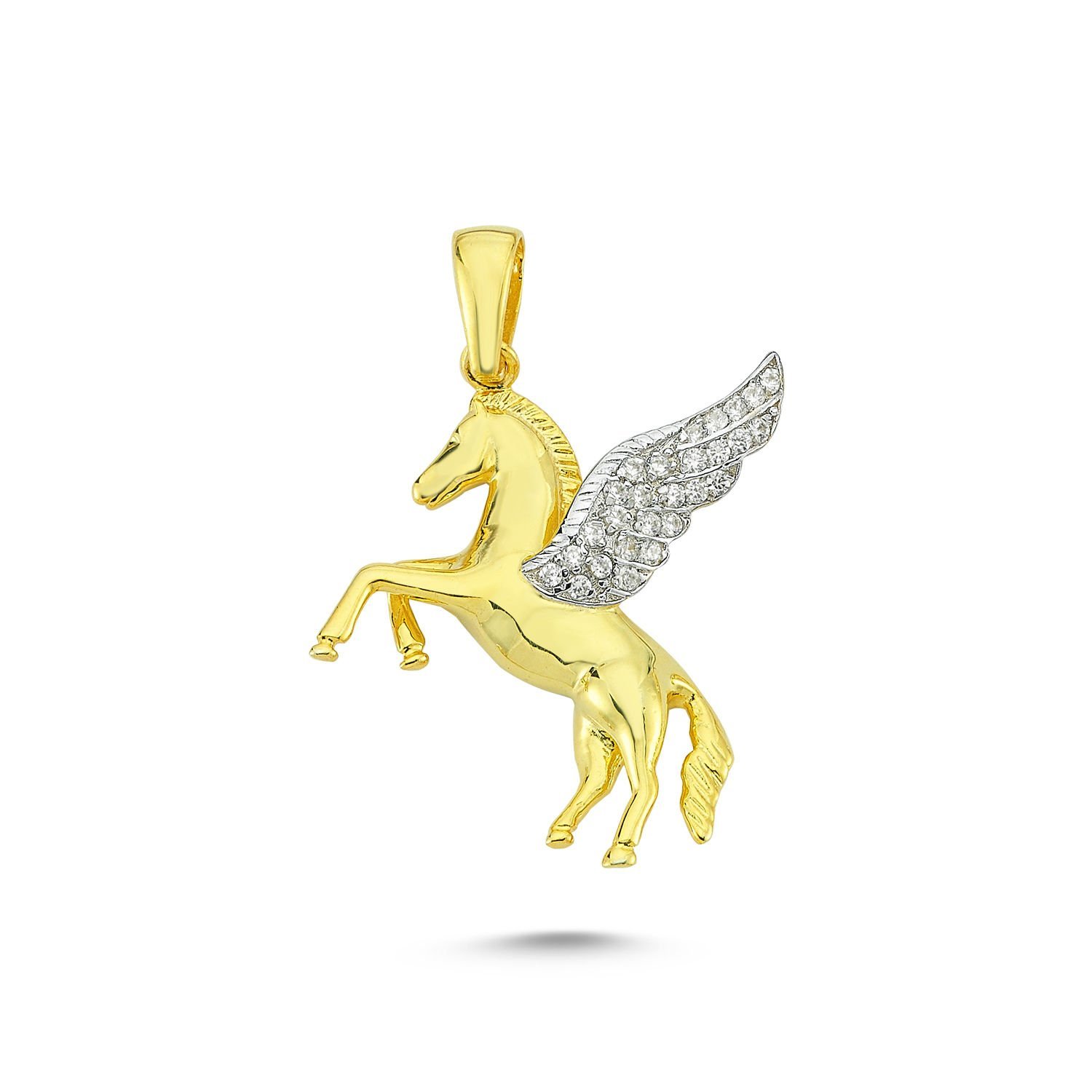 Beelo Gold 14K Altın Taşlı Pegasus Kolye Ucu
