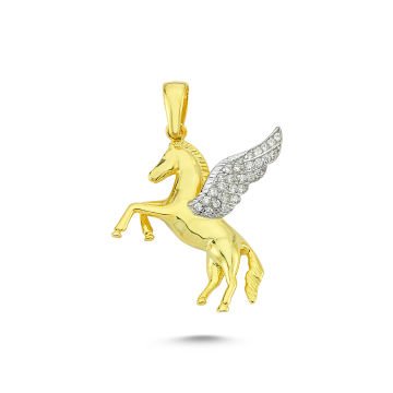 Beelo Gold 14K Altın Taşlı Pegasus Kolye Ucu