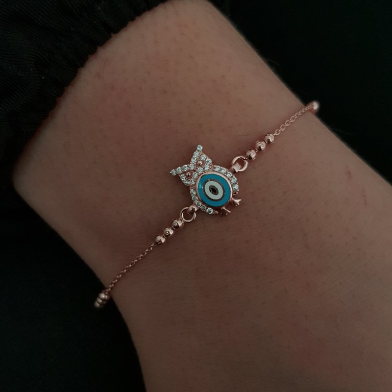Beelo Silver 925K Gümüş Tasarım Baykuş Nazar Bileklik