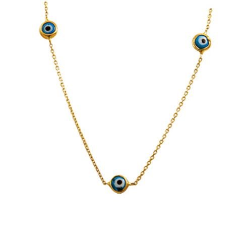 Beelo Gold 14K Altın Göz Boncuğu Nazar Kolye BGKL043