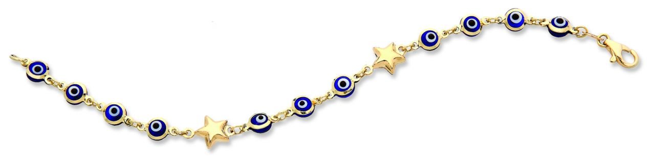 Beelo Gold 14K Altın Yıldız Çocuk Nazar Bileklik CMK012