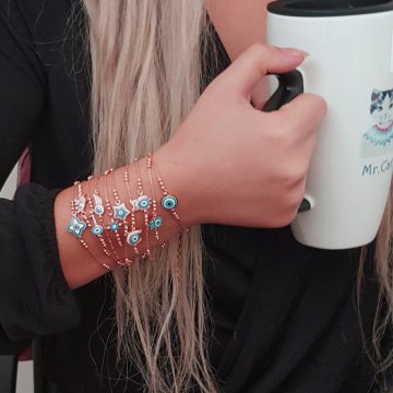 Beelo Silver 925K Gümüş Tasarım Fil  Nazar Bileklik