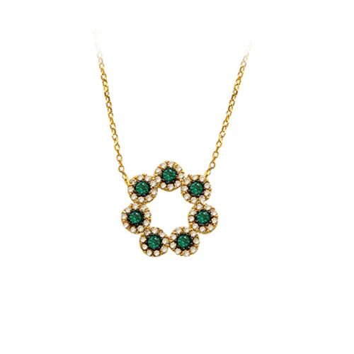 Beelo Gold 14K Altın Zümrüt Papatya Kolye BGKL048