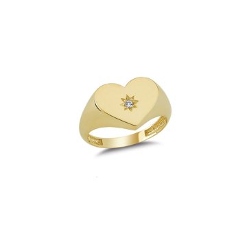 Beelo Gold 14K Altın Tasarım Kalp Yüzük