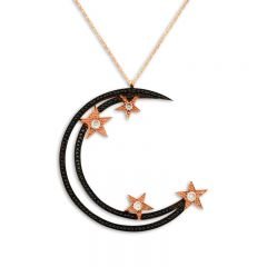 Beelo Silver Rose Altın K. 925K Gümüş Ay Yıldız Kolye