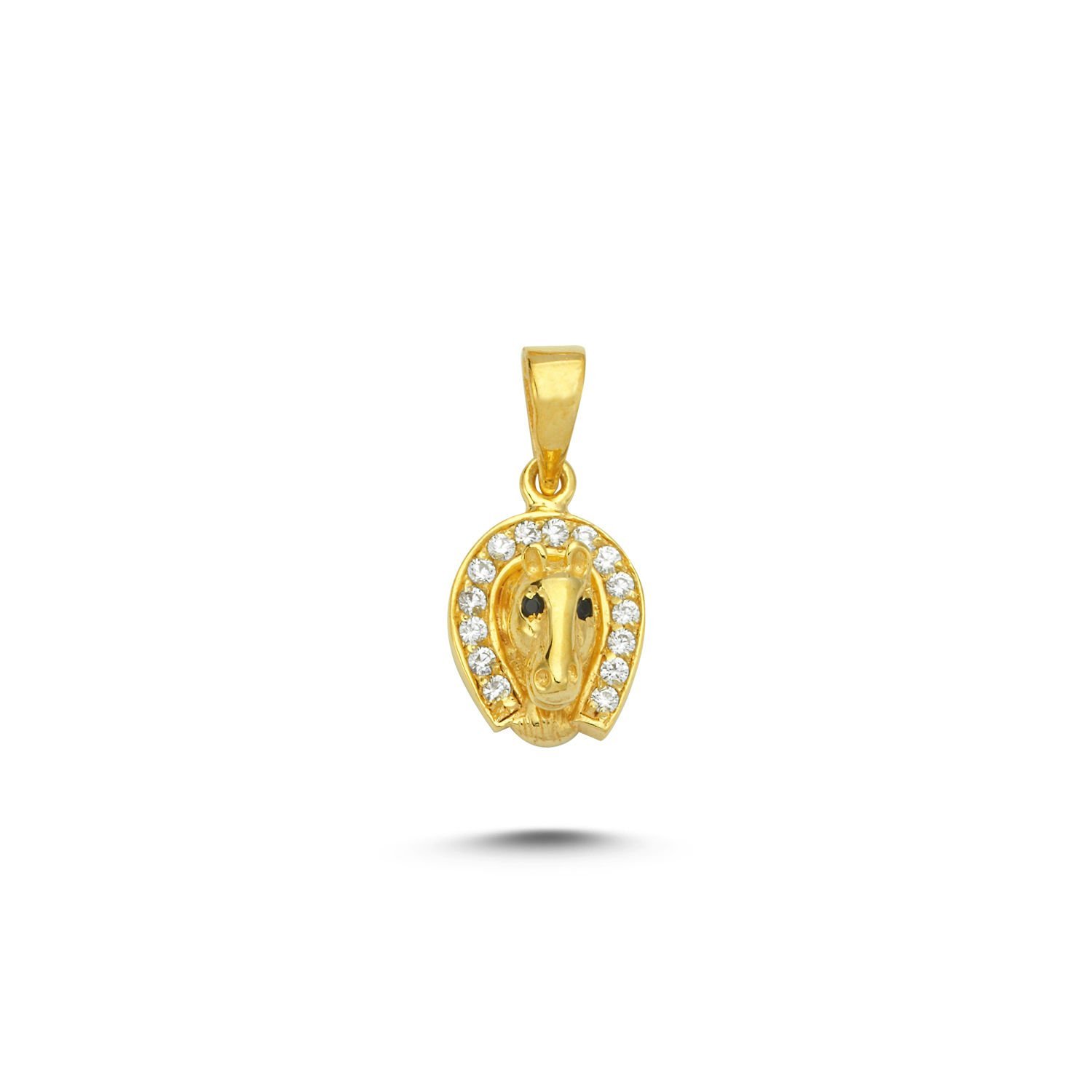 Beelo Gold 14K Altın Taşlı At Nalı Kolye Ucu