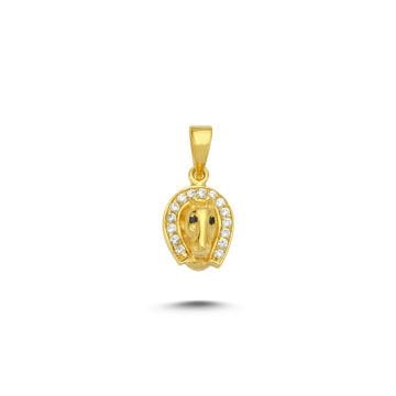 Beelo Gold 14K Altın Taşlı At Nalı Kolye Ucu