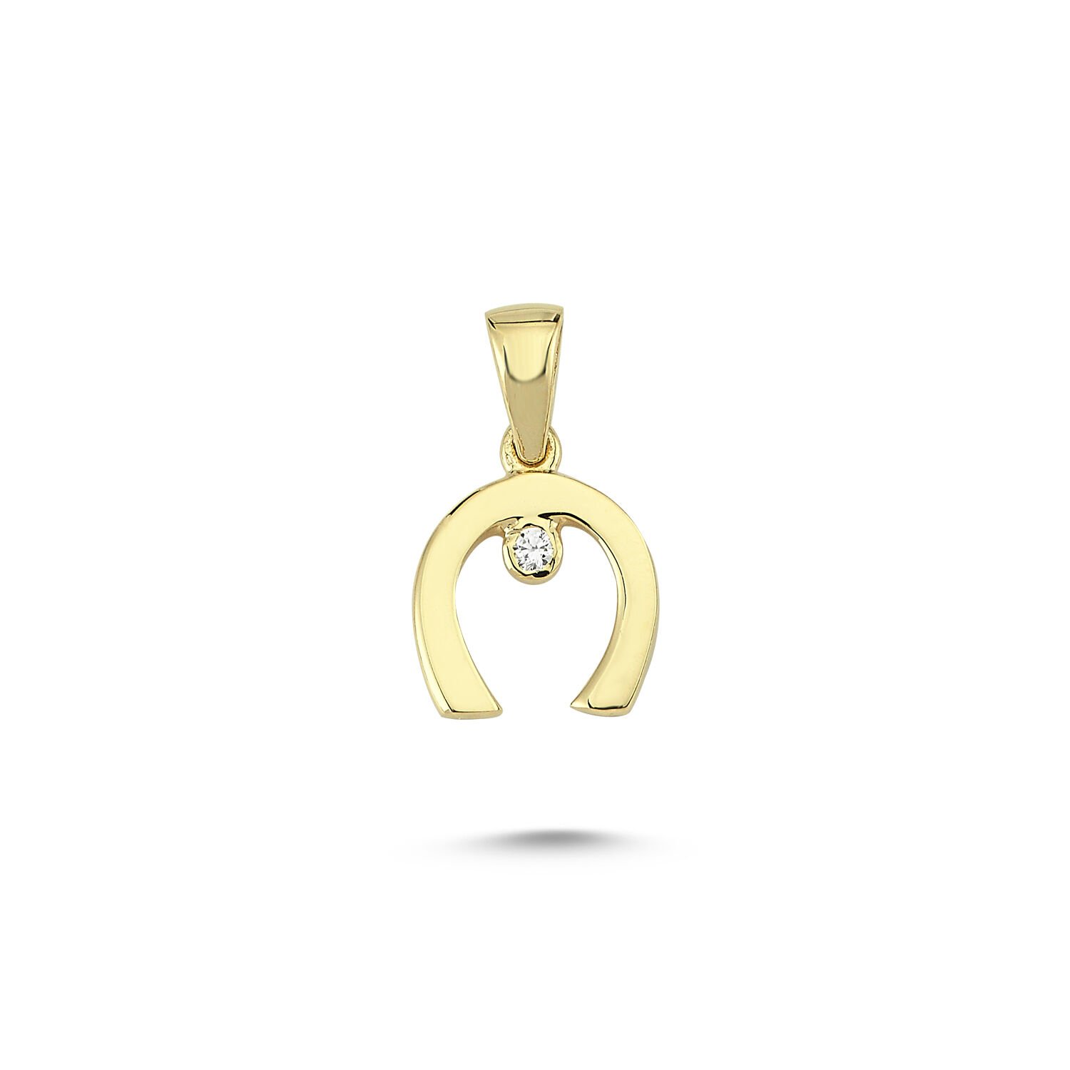 Beelo Gold 14K Altın Taşlı At Nalı Kolye Ucu