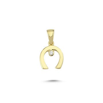 Beelo Gold 14K Altın Taşlı At Nalı Kolye Ucu