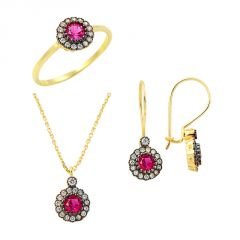 Beelo Gold 14K Altın Ruby Osmanlı Set 