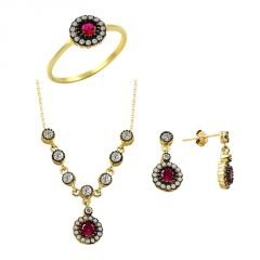 Beelo Gold 14K Altın Ruby Osmanlı Set 