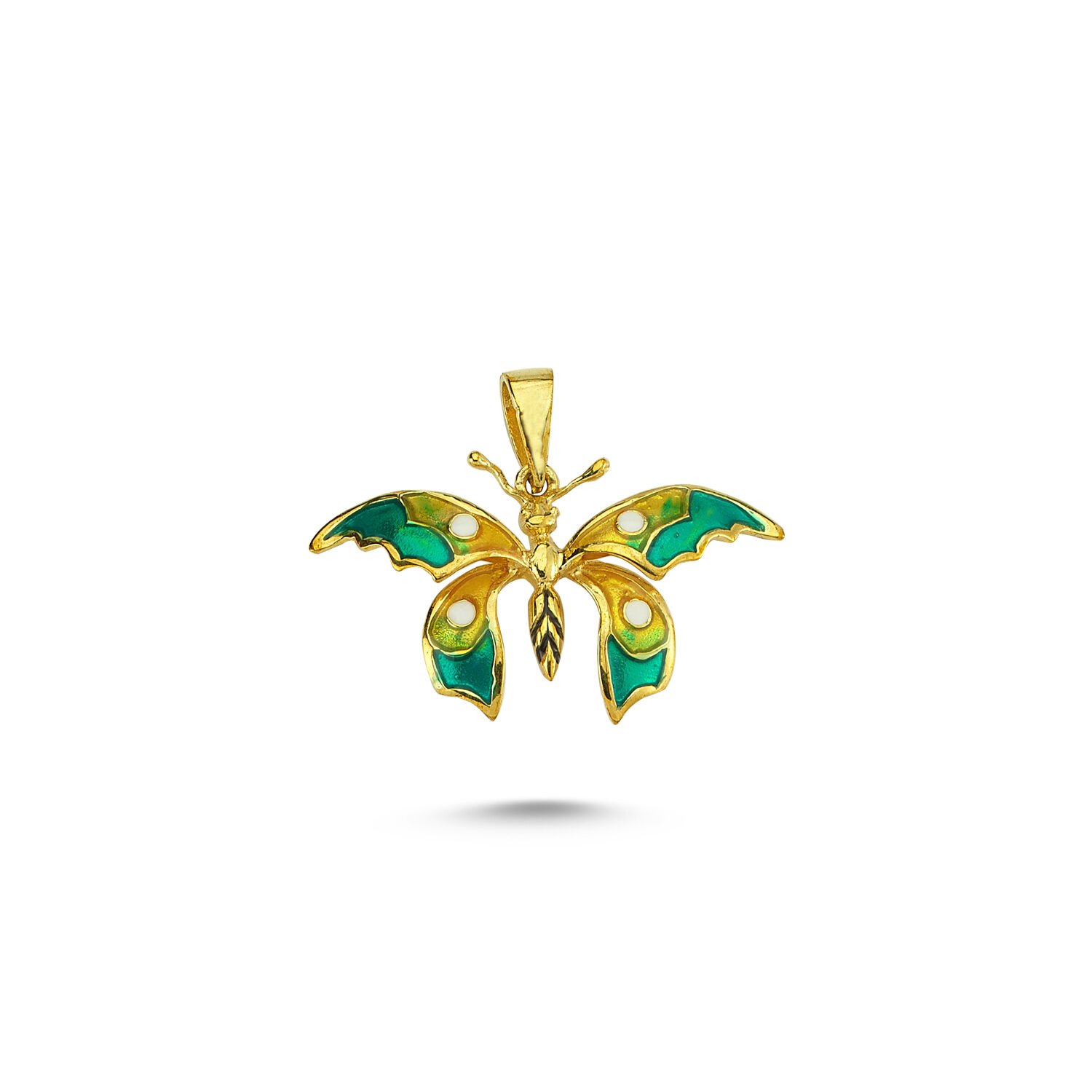 Beelo Gold 14K Altın Kelebek Mineli Kolye Ucu