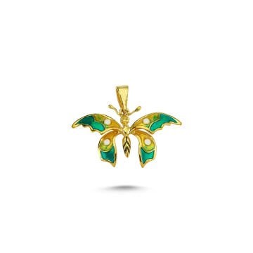Beelo Gold 14K Altın Kelebek Mineli Kolye Ucu