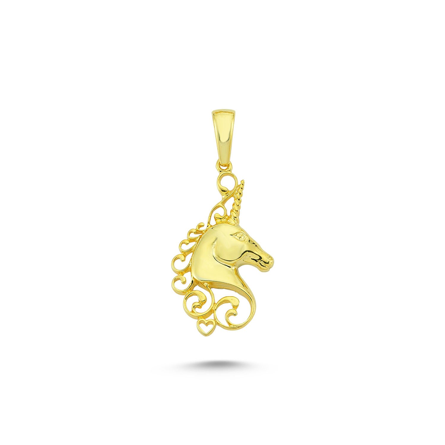 Beelo Gold 14K Altın Sevgi Dolu Unicorn Kolye Ucu