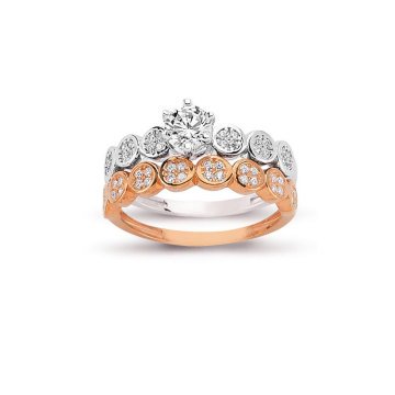 14K Altın Tektaş Alyans İkili Set