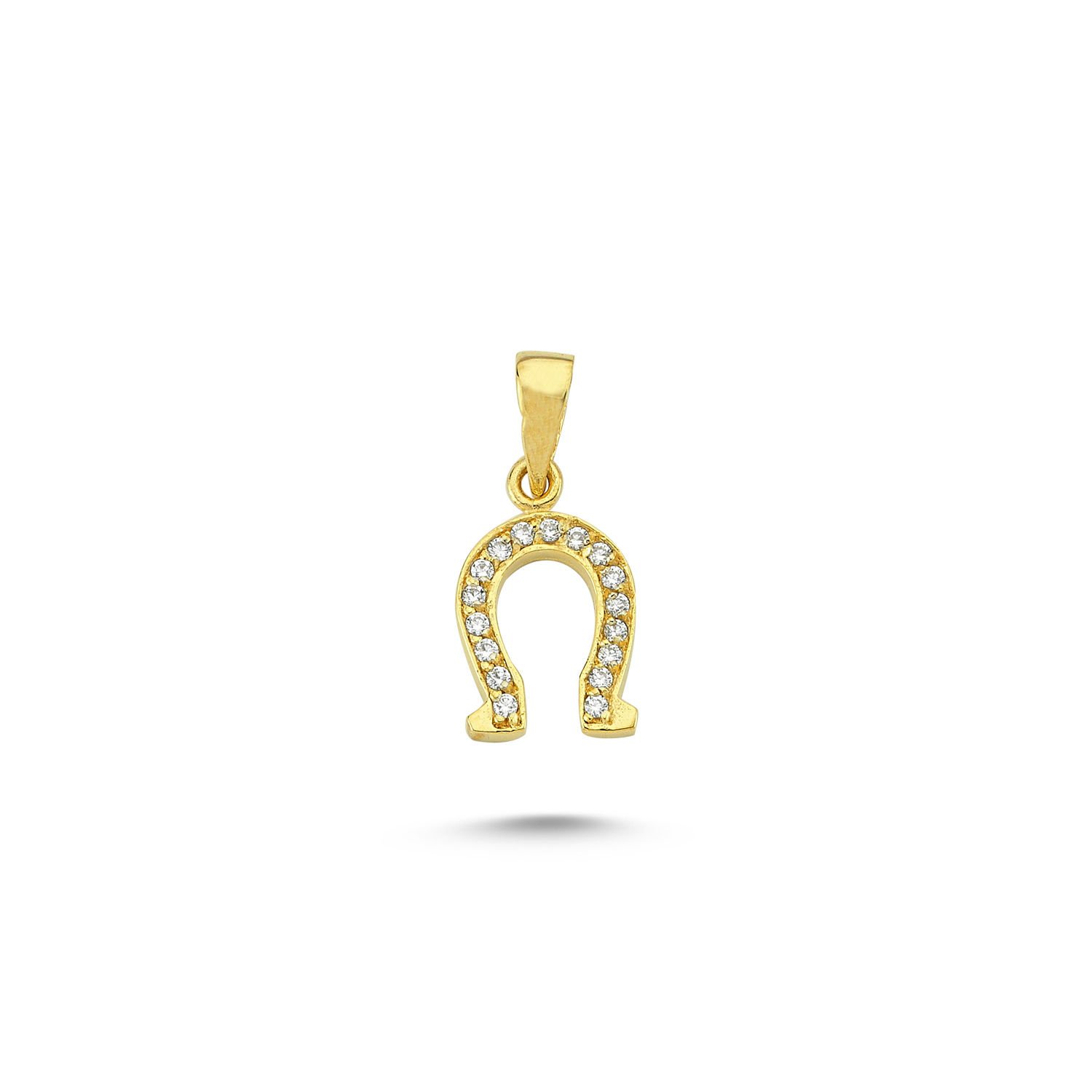 Beelo Gold 14K Altın Taşlı At Nalı Kolye Ucu