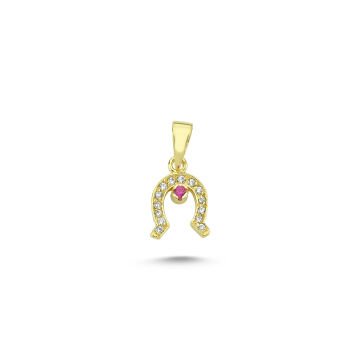 Beelo Gold 14K Altın Taşlı At Nalı Kolye Ucu