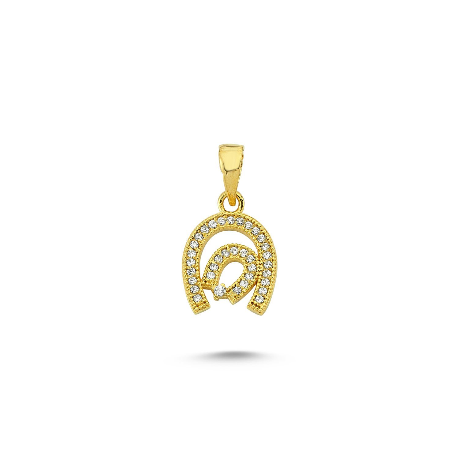 Beelo Gold 14K Altın Taşlı Çift At Nalı Kolye Ucu