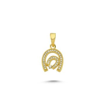 Beelo Gold 14K Altın Taşlı Çift At Nalı Kolye Ucu