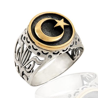 Beelo Silver 925K Gümüş Ayyıldız Erkek Yüzük BGEY004