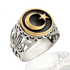 Beelo Silver 925K Gümüş Ayyıldız Erkek Yüzük BGEY004