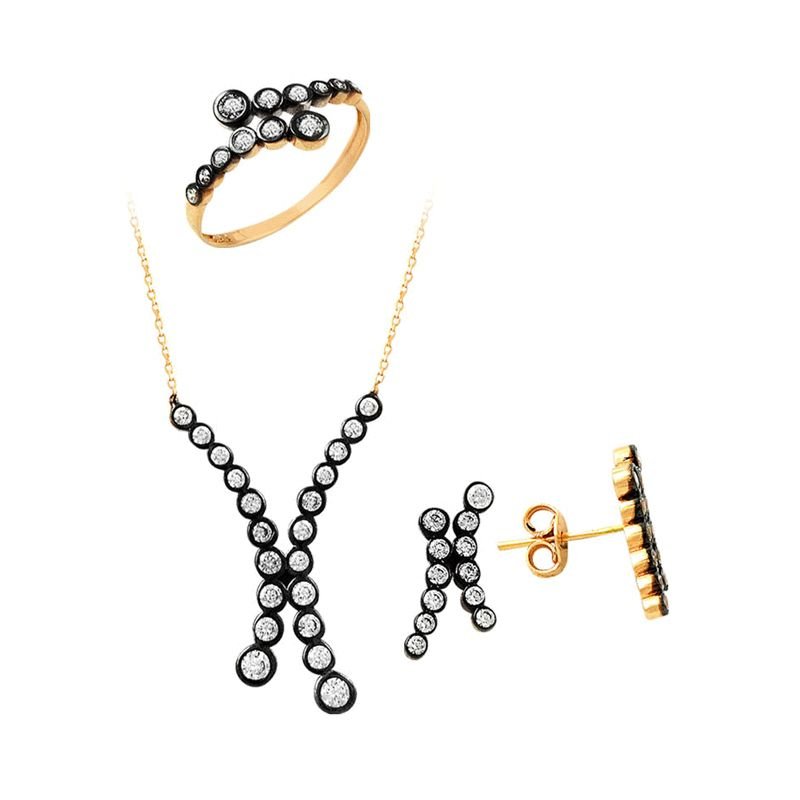 Beelo Gold 14K Altın Elmas Osmanlı Set