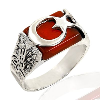 Beelo Silver 925K Gümüş Ayyıldız Erkek Yüzük BGEY002
