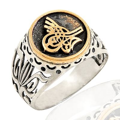 Beelo Silver 925K Gümüş Osmanlı Tuğra Oniks Erkek Yüzük BGEY006
