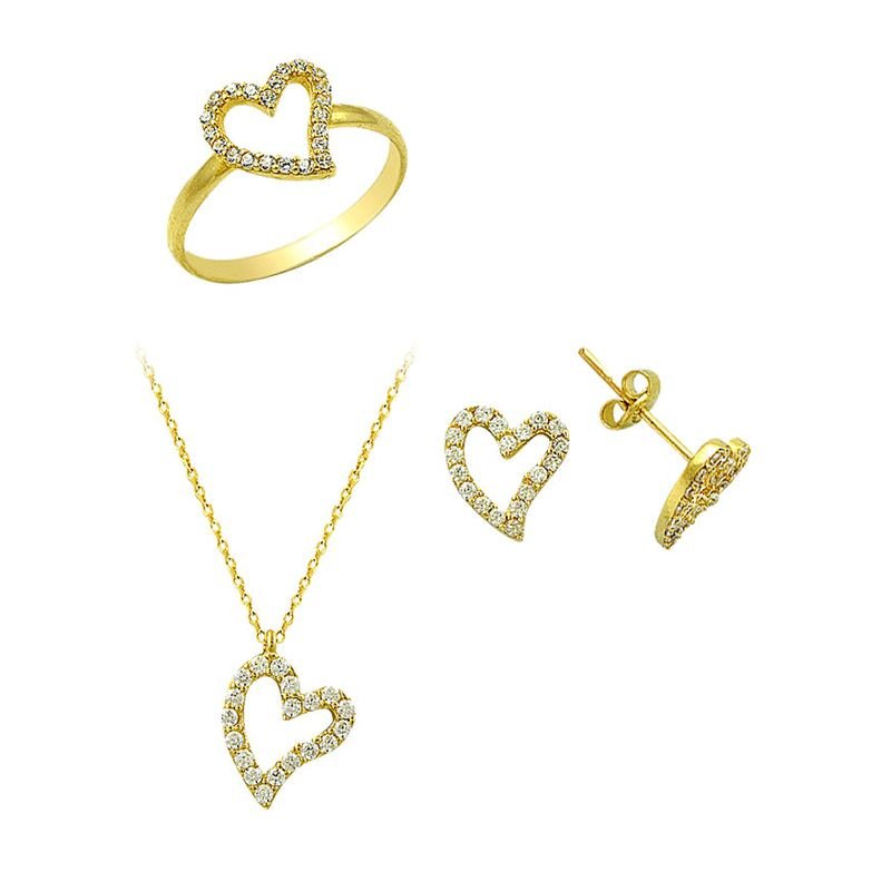 Beelo Gold 14K Altın Kalp Set