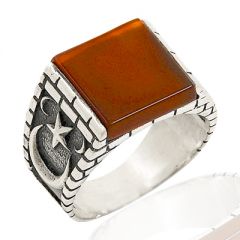 Beelo Silver 925K Gümüş Ayyıldız Erkek Yüzük BGEY008