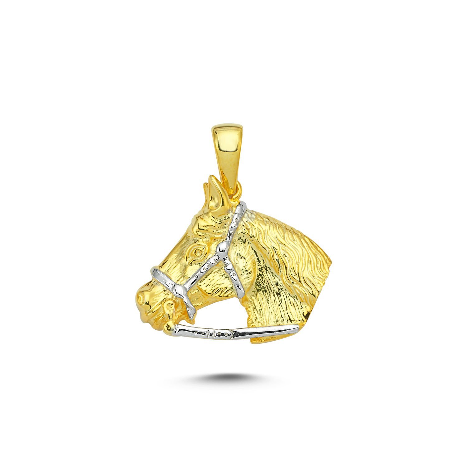 Beelo Gold 14K Altın İkili Renkli At Başı Kolye Ucu