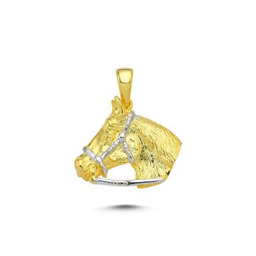 Beelo Gold 14K Altın İkili Renkli At Başı Kolye Ucu