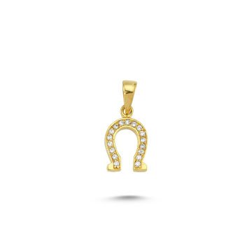 Beelo Gold 14K Altın Taşlı At Nalı Kolye Ucu