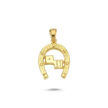 Beelo Gold 14K Altın Zarlı At Nalı Kolye Ucu